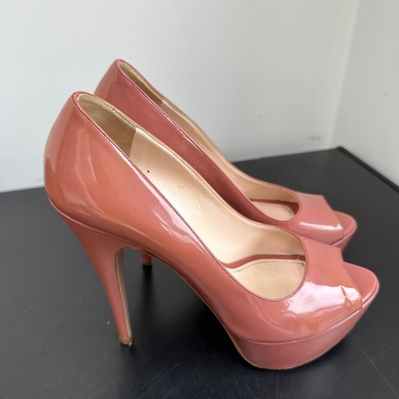 Prada Patent Leather Pumps Blush Rose Platform Peep-Toe SZ- EU 41 - Picture 1 of 9